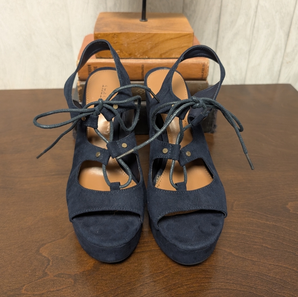 Indigo Rd Navy Lace-Up Platforms - Picture 6 of 8